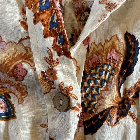 EUC RACHEL Rachel Roy Cream and rust Brown Floral cropped Top - Picture 7 of 11